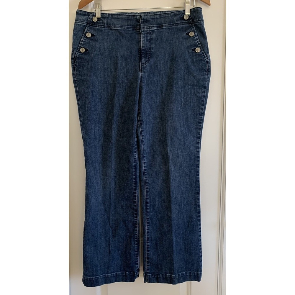 Talbots Simply Flattering 5 Pocket Med Denim Straight Leg Stretch Jeans 14